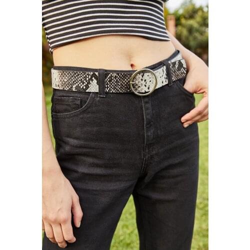 Women Black Snake Skin Look Belt Trend Fashion Women 'S Belt Special Production Women 'S Belt