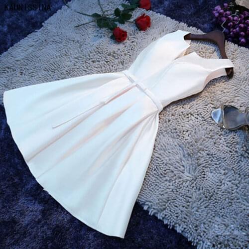 KAUNISSINA Satin Bridesmaid Dresses for Women Elegant Sleeveless A Line Wedding Party Dress Short Bride Maid Gowns Custom Made