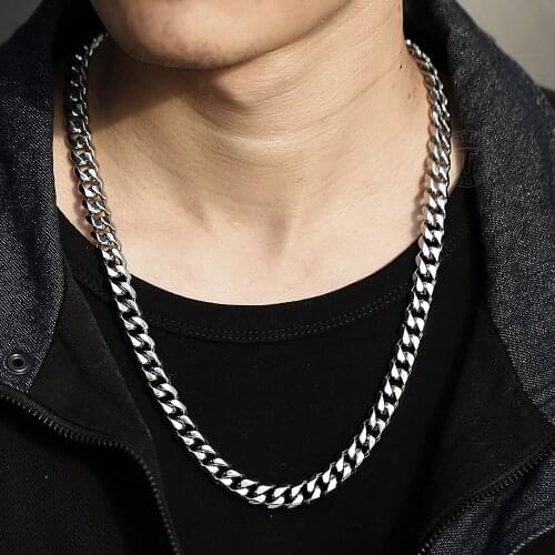 11mm Cuban Curb Link Chain 316L Stainless Steel Necklace for Men Boys Gold Silver Color 24/30 inch Jewlery Gifts LHN119