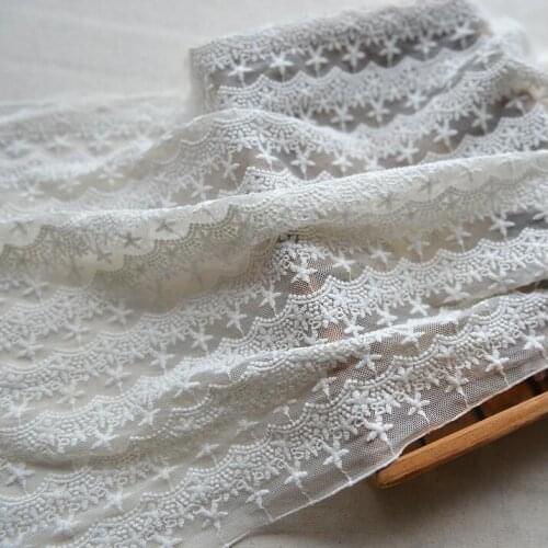 2 Meters 38cm 2016 Hot Sale Nigerian African Lace Fabrics French Bridal Ivory Lace Trim Lace Fabric for Wedding Dress