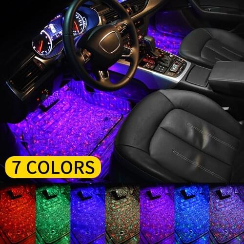 4pcs Decorative Lamp LED Car Foot Light Ambient Lamp With USB Wireless Remote Music Control RGB Interior Atmosphere lamp