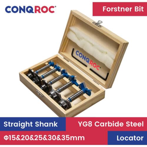 5 Pieces Forstner Bit Auger Drill Bits Set Wood Hole Saw Woodworking Cutter Drill Bits Kit with Locator for Hinge Window