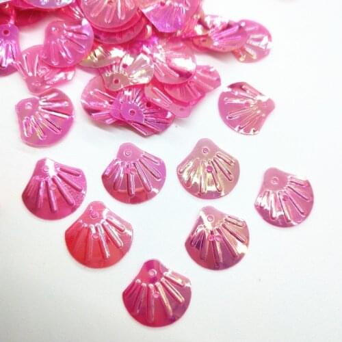 50g/Lot 13mm Rose Red Shell Sequins With 2 Holes Sewing DIY Mermaid Dress Clothing Model B Fan Sector