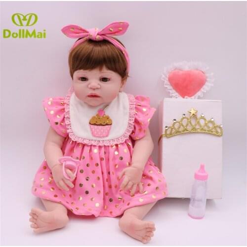 55CM Real Bebes reborn Full Silicone Body Girl Baby Doll Toys Realistic Newborn Princess Babies Fashion Dolls Toy can bathe