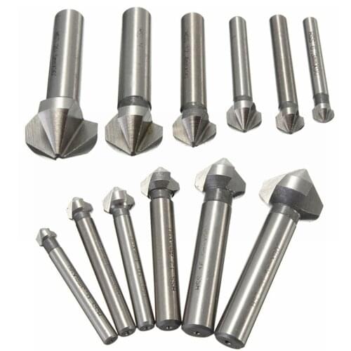 6pcs HSS Countersink Drill Bits Chamfer 90 Degree Three Edge Chamfering Cutter 6.3-20.5mm For Woodworking Hand Tool