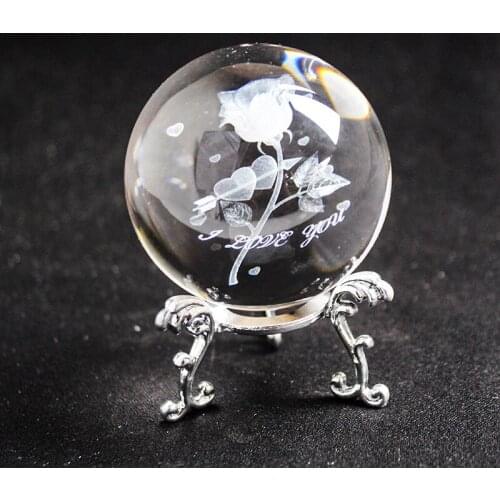 60-80mm Crystal Ball 3D Laser Engraved Cupid Sward of Love Rose Glass Ball crystal gift Home Decor Accessories