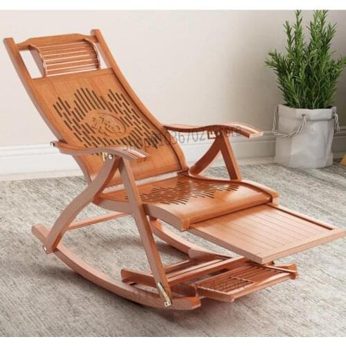 Bamboo Rocking Chair Recliner Folding Lunch Break Adult Balcony Home Sun Lounger Nap Lazy Chair Elderly Easy Chair