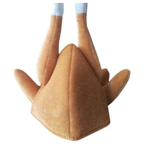 Thanksgiving Plush Roasted Chicken Hat Caps Toy Supplies Hats Gift for Kids & Adults Novelty Winter Velvet Christmas Hat