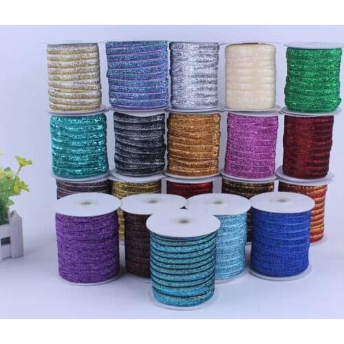 6mm Glitter Metallic Velvet Ribbon Rope-300yds/roll+DIY Headbands Wedding Party Sewing Gift Packing Satin Ribbon Cord Decoration