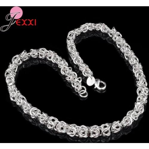 New Trendy Genuine 925 Sterling Silver Chain Necklaces & Bracelet Punk Style Fashion Jewelry Women Men Party Jewelry Accessory
