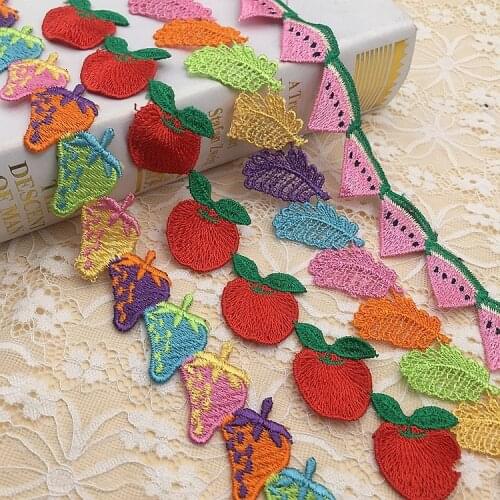 Color Polyester Water-soluble Lace DIY Color Fruit Embroidered Lace Decorative Flower Applique Sewing Garment Accessories