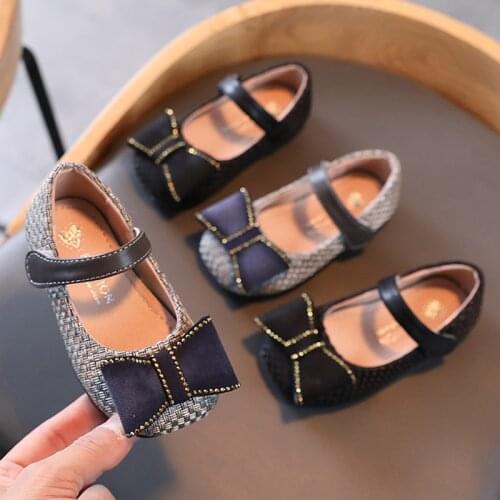 Spring Autumn Girls Shoes Butterfly Knot Mary Janes Shoes Childrens Weave Princess Shoes Baby Flats Kids Dress Shoes Toddlers
