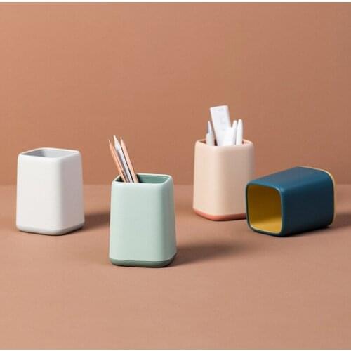 Pen Holder Creative Student Stationery Desktop Desk Multifunction Plastic Storage Box Cosmetic Pencil Storage Box Office Supplie