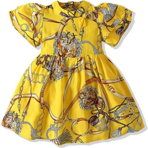 Kids Fashion Dresses for Girl 2021 New Girl Summer Dress Baby party Ball Gown Short Sleeve Infant Girls Princess Dress 1-6 Years