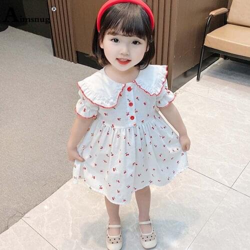 Children Sweet Princess Dress Baby Girls Short Sleeve Birthday Party Dresses 2021 Summer Lepal Collar Model Flower Short Dress