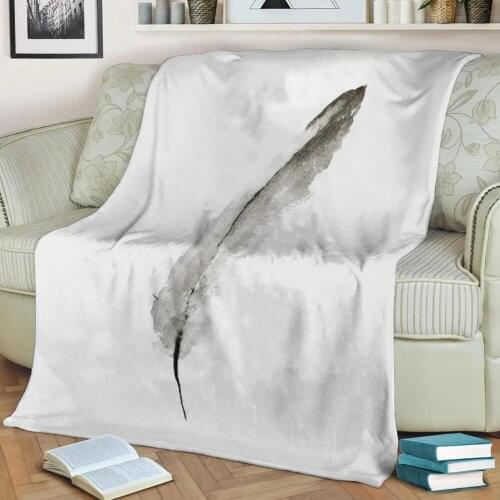 Black Feather Flannel Throw Blanket 3D Printed Keep Warm Sofa Child Blanket Home Decor Textiles Dream Family Gift