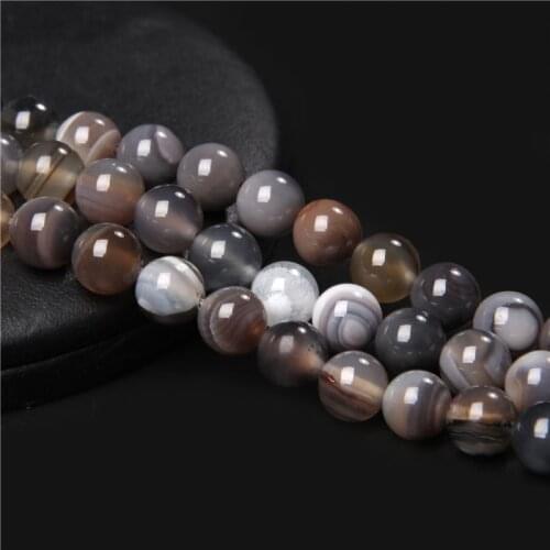 Smooth Dark Grey Natural Stripe Agates Stone Beads 4/6/8/10/12mm Pick Size For Jewelry Making Bracelet Necklace Diy Handmade