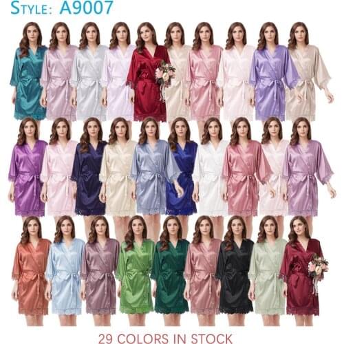 Womens Silk Lace Robe Nightdress Pajamas Robe Female Lace Bathrobe Womens Robes Sleepwear Ladies Sexy Robe A9007