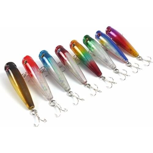 HiUmi 8pcs 6.5CM 6.6G Popper Fishing Lures topwater pencil Lures isca artificial bait wobbler