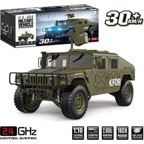 JTY Toys 1:10 Hummer RC Trucks 4X4 Military Vehicle 30km/h Metal Drive System Waterproof Remote Control Truck Buggy Crawler Car
