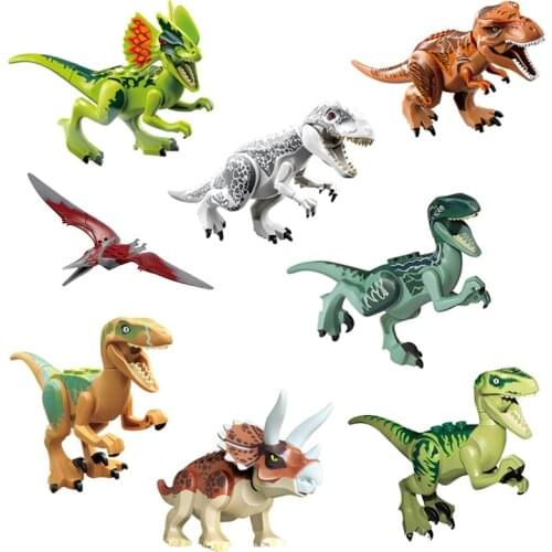 Jurassic World 2 Single Dinosaurs park Pterosauria Triceratops Building Blocks Action Figures Bricks Classic Toys Compatible