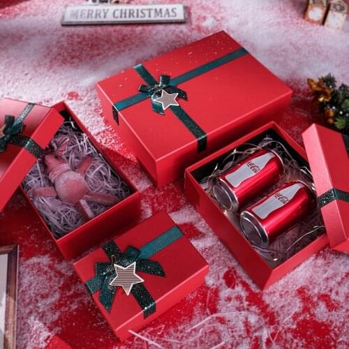 Christmas Gift Packaging Box Red Papercard Wedding Ceremony Birthday Party New Year Present Wrapping Box One Piece