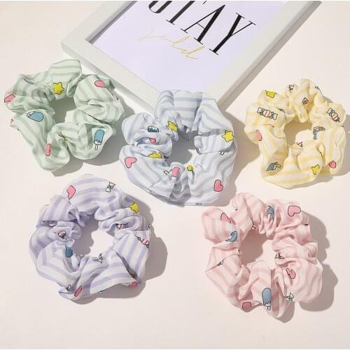 Ice Cream Color Fashion Printing Hair Ring Small Fresh And Simple Fabric Large Intestine Ring Head Ring Headdress