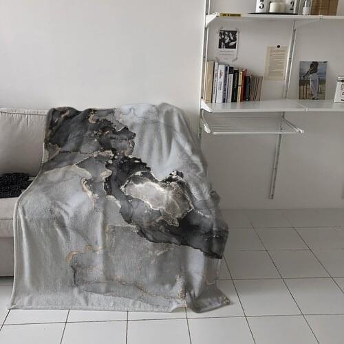 Marble Texture Ink Black And White Throw Blanket for Sofa Warm Blanket on Bed Home Bedspread Travel Fleece Blanket