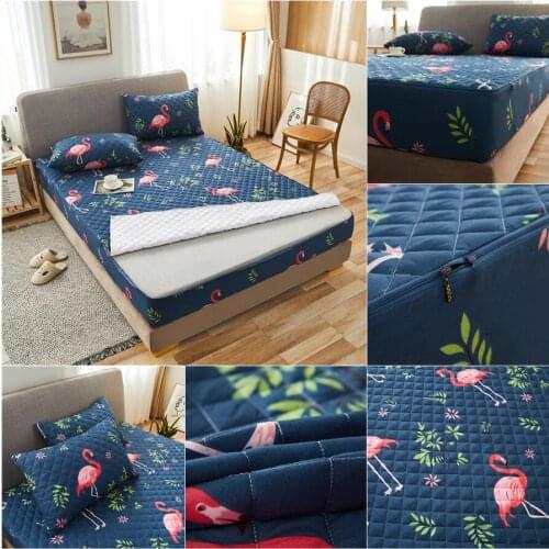 Printing Quilted Cotton Mattress Cover With Zipper Bedspread Mattress Cover Soft King Queen Tatami Bed Dust Cover Customizable