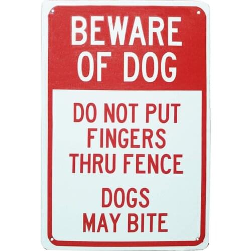 Do Not Put Fingers Thru Fence Dogs May Bite Security Sign Outdoors Yard Signs Safety Warning Sign Wall Decorative Metal Tin Sign