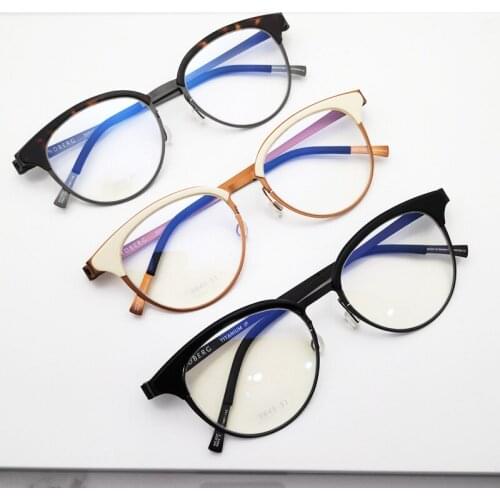 New Arrival Retro Round Myopia Pure Titanium Spectacle Optical Female Screwless Ultralight Eyeglasses Eyebrow Glasses Frame