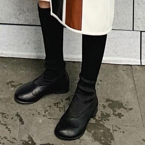 NEW Fashion Women Cow Suede +Stretch Fabric High Elastic Slim Autumn Winter Warm Long Boots Thigh High Platform Shoes Woman