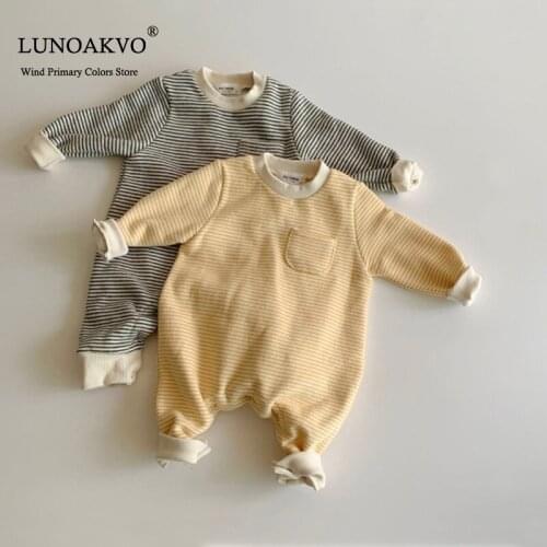 Autumn baby clothes striped infant girls boys jumpsuits simple style baby playsuit