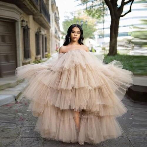High Low Ruffles Pregnant Maternity Sleepwear Prom Dress Tulle Nightgowns For Photoshoot Lingerie Bathrobe Nightwear