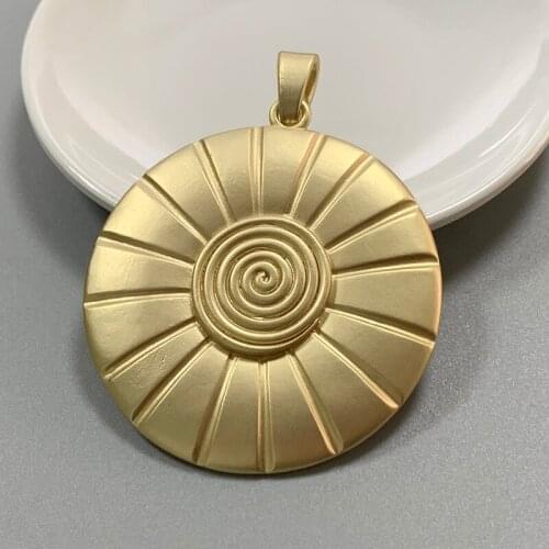 1 Piece Matt Gold Large Boho Bohemia Spiral Vortex Swirl Round Charms Pendants for Necklace Jewellery Making 81x63mm