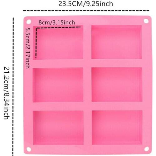 Silicone Soap Mould 6 Cavity Rectangle Bake Tray Portable for Homemade DIY Mold GQ