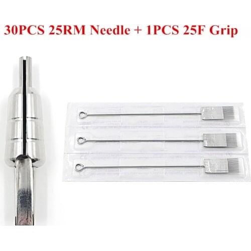 EZ 30 pc Magnum Tattoo Needles 25RM with 1 pc 316 Stainless Steel Magnem bullet tubes 25F Tattoo Grip tattoo supply 1 set/lot