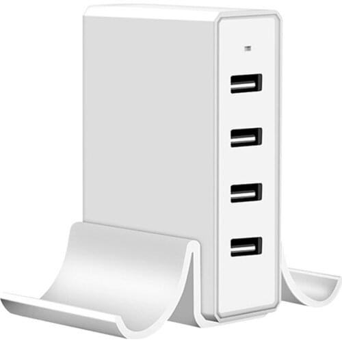Universal 4 USB Charger 5V5A Multi-port Charger With Stand Mobile Phone Tablet Desktop Socket UL Certification Portable Charger