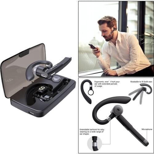 YYK-520 Single-Ear Earhook Wireless Bluetooth Headset Earphone Sports Hands-Free Earpiece Earbud for Driving/Office/Business
