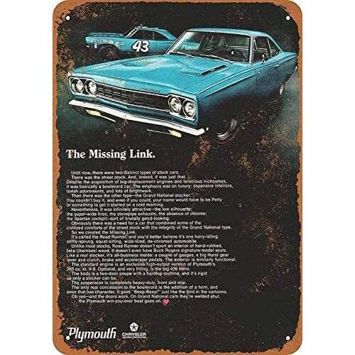 Amai store Plymouth Road Runner Iron Poster Retro Vintage Custom Metal Tin Sign 8x12 Inch Tin Sign