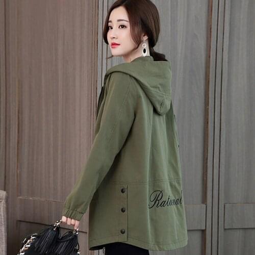 Womens Hooded Jacket 2021 New Autumn Winter Causal Loose Female Windbreaker Basic Coat Pocket Zipper Lightweight Jacket Outwear