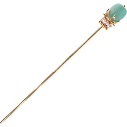 Ancient Chinese womens hair accessories vintage Dongling jade handmade hairpin stick Headwear for kimono hanfu