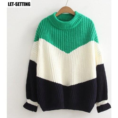 Female autumn winter Korean lotus leaf sleeve pullovers sweater sweet fashion thick line knitted loose jumpers shirt free size