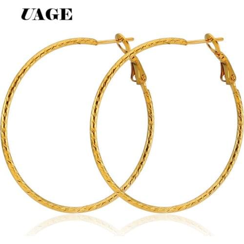 UAGE Women Earrings, 30mm-50mm EARING HOOP,small or large basketball wives Stainless Steel Hoop Earrings, Party Jewelry