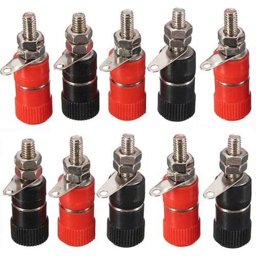 10Pcs/set Socket Nickel Plated Binding Post Nut Speaker Socket Terminal Binding Post For 4mm Banana Plug Female Socket Connector