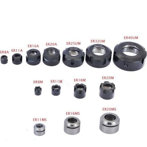 1pcs ER8 ER11 ER16 ER20 A M nut CNC Router Engraving ER collet nut clamping cnc milling turning collet chucks