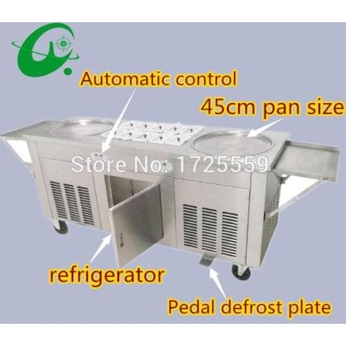 2 round pan fried ice cream roller rolling machine With 10 Cooling Storage Barrel stainless steel ice cream roll maker machine