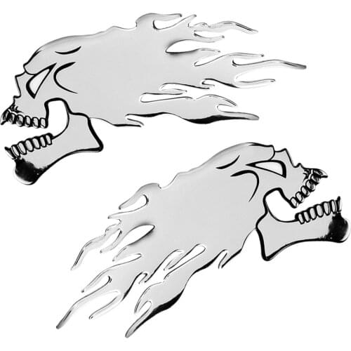 2 Pieces Sliver Motorcycle Skull Fuel Tank Decals Protect Gas Tank Durable Stickers No Surface Damage Customized Look