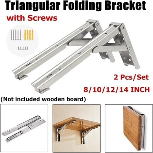 2pcs Folding Shelf Brackets Heavy Duty Stainless Steel Collapsible Shelf Bracket for Table Work Space Saving DIY Bracket Tools