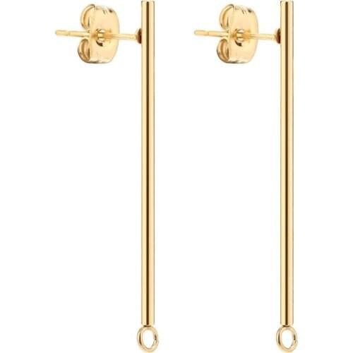 20pcs/lot 316L Stainless Steel Minimalist Layering Jewelry Long Thin Geometric gold tone Stick Post Earrings Accessories